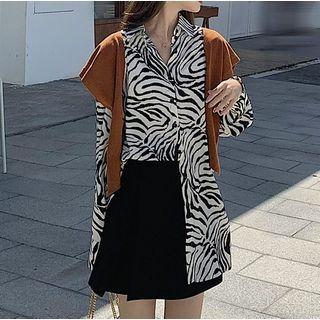 Zebra Print Shirt / A-line Skirt / Set