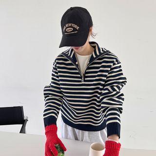 Zipped Striped Anorak Sweater