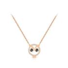 Fashion Simple Plated Rose Gold Owl 316l Stainless Steel Necklace With Black Cubic Zircon Rose Gold - One Size