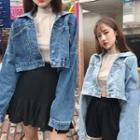 Slit-back Denim Cropped Jacket