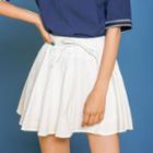 Drawstring-waist A-line Mini Skirt