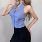 Halter-neck Lapel Collar Button-up Vest