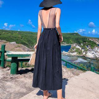 Sleeveless Open-back Midi A-line Dress