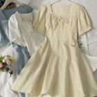 Lace-trim Ribbon Midi Dress