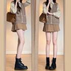 Set: Long-sleeve Plain Shirt + Button-up Sweater Vest