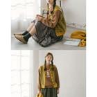 Wool Blend Patterned Knit Vest Yellow - One Size