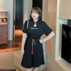 Short-sleeve Tasseled A-line Qipao Dress