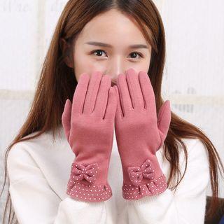 Dotted Bow Accent Gloves