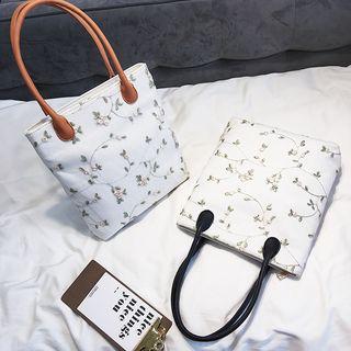 Floral Embroidery Tote Bag