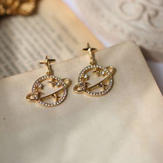 Rhinestone Planet Earring / Clip-on Earring
