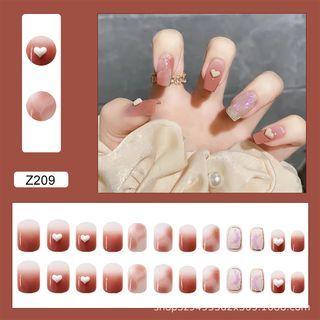 Gradient Faux Nail Tips Z209 - Wine Red - One Size