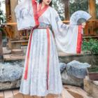 Set: Hanfu Top + Maxi Skirt + Light Jacket