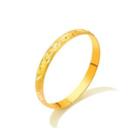 Simple Fashion Plated Gold Geometric Pattern Round Bangle Golden - One Size