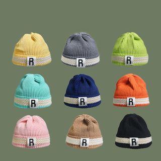 Applique Two-tone Knit Beanie