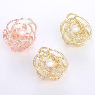 Faux Pearl Alloy Flower Hair Clamp