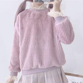 Tulle Trim Mock Two-piece Pullover