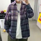 Pocket-front Gradient Gingham Shirt