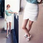 Cutout-hem Mini Pencil Skirt