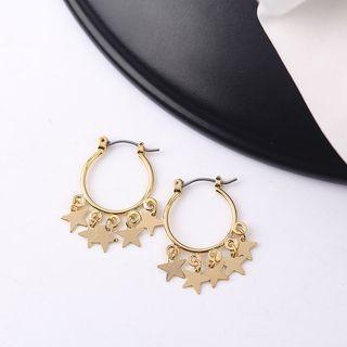 Star Hoop Drop Earring 1 Pair - A Shown In Figure - One Size