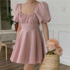 Puff-sleeve Blouse / Mini A-line Dress
