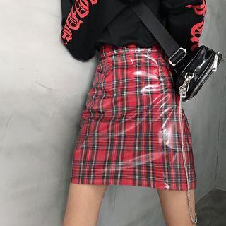 Check Slim-fit A-line Skirt