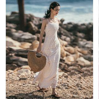 Open Back Lace Maxi Spaghetti Strap Dress