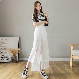 Layered Chiffon Wide Leg Pants