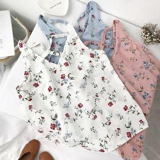 Floral Print V-neck Tank Top