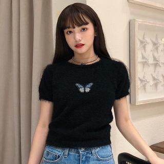 Butterfly Short-sleeve Knit Top