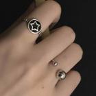 Set Of 2: Ring 0963a - Set Of 2 - Star & Bead - Silver - One Size