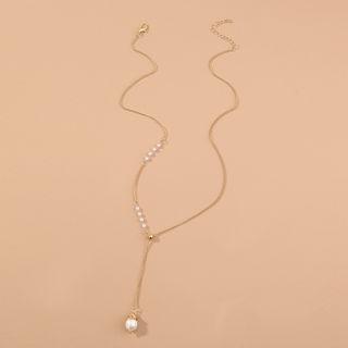 Freshwater Pearl Necklace 1 Pc - Nz047 - Freshwater Pearl Necklace - Gold - One Size