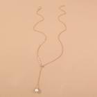 Freshwater Pearl Necklace 1 Pc - Nz047 - Freshwater Pearl Necklace - Gold - One Size