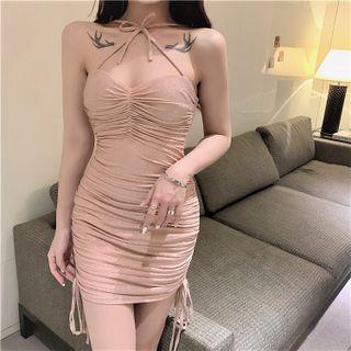 Halter-neck Ruched Mini Dress