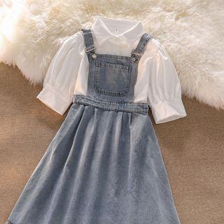 Short-sleeve Shirt / Washed Denim Overall Dress
