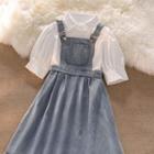 Short-sleeve Shirt / Washed Denim Overall Dress