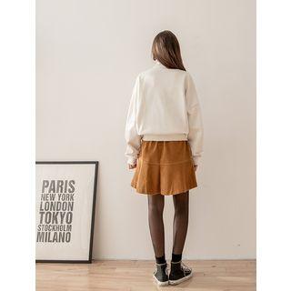 Plus Size High-neck Letter-embroidered Pullover