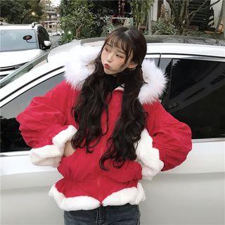 Faux Fur Trim Open Front Coat