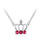 Fashion Elegant Crown Necklace With Red Austrian Element Crystal Silver - One Size