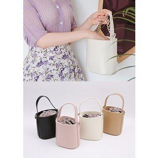 Inset Pouch Faux-leather Bucket Bag