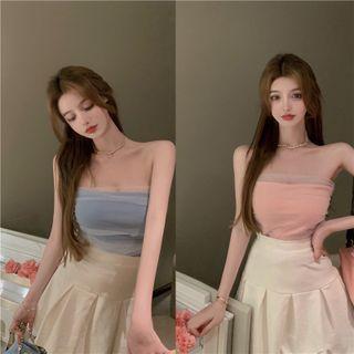 Mesh Panel Knit Tube Top