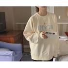 Letter Embroidered Boxy Sweatshirt One Size