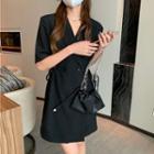 Elbow-sleeve Cut Out Blazer Dress