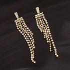 Rhinestone Fringe Dangle Earring 1 Pair - Gold - One Size