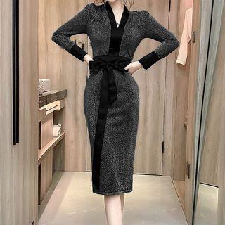 Long-sleeve Bodycon Midi Dress