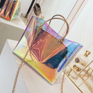 Transparent Chain Strap Tote With Zip Pouch
