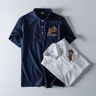 Fish Embroidered Short-sleeve Polo-shirt