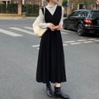 Mock-neck Long-sleeve T-shirt / Overall Dress