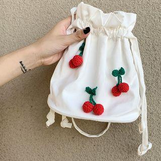 Cherry-detailed Bucket Bag White - One Size
