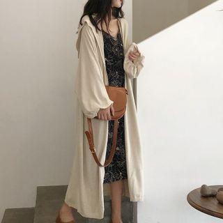 Hooded Puff-sleeve Cardigan