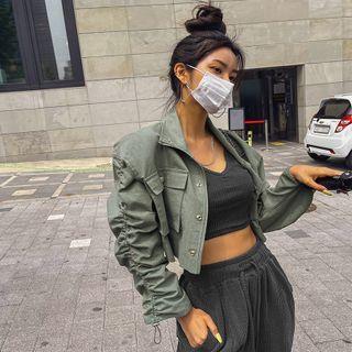 Drawstring-sleeve Cropped Jacket